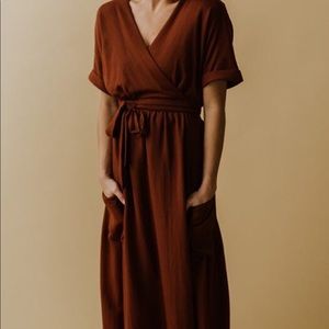 Brick Red Wrap Dress
